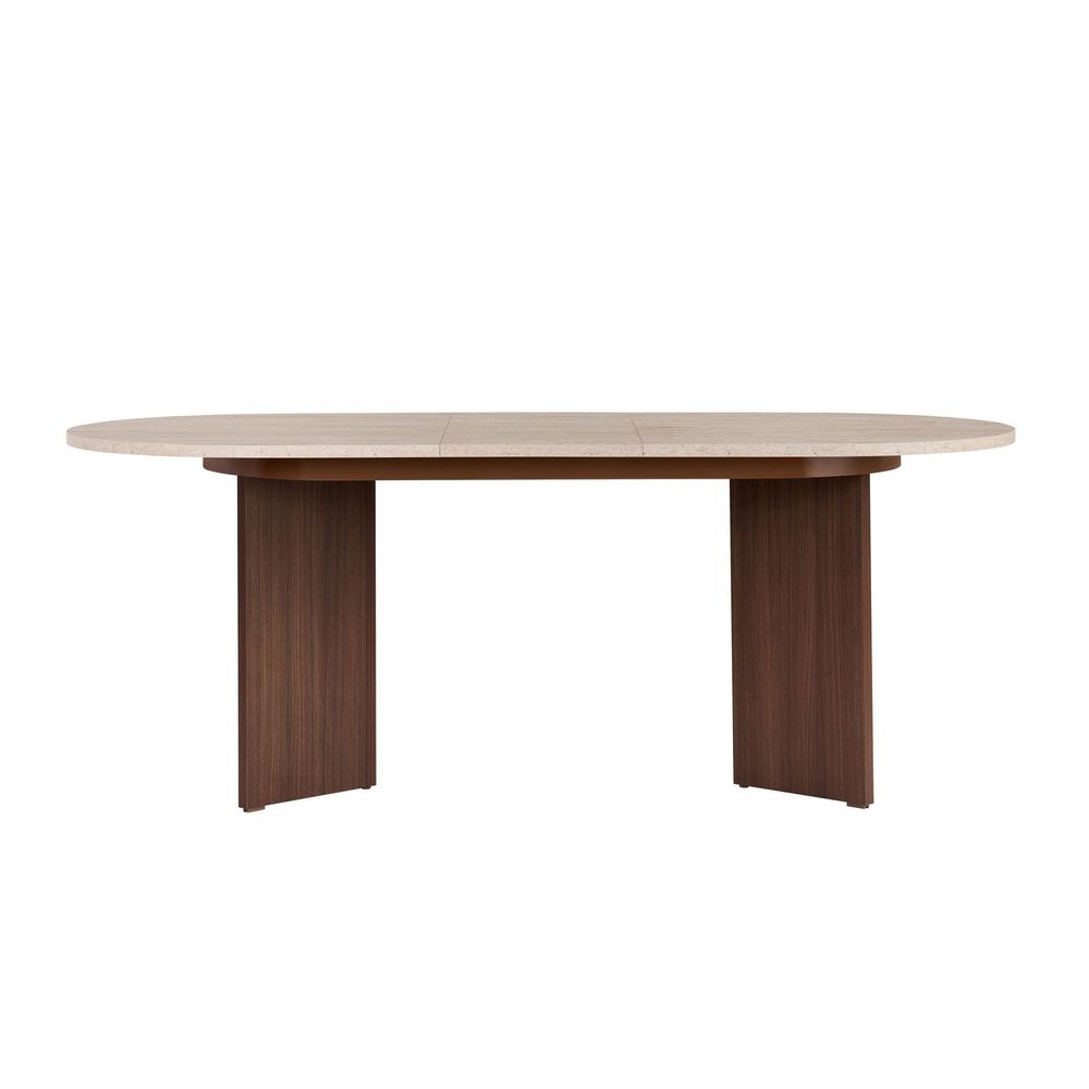 Nordure Sorell uttrekkbart spisebord – Travertine/Milano Walnut