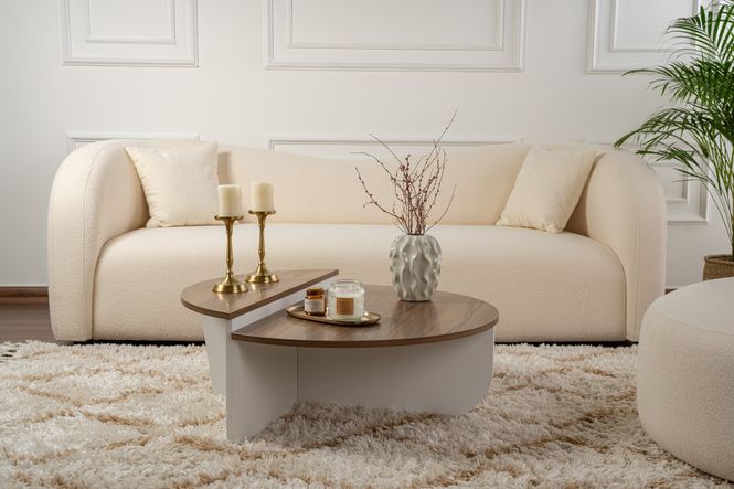 Hovedbilde Nordure Orion sofabord – Venezia Walnut / hvit