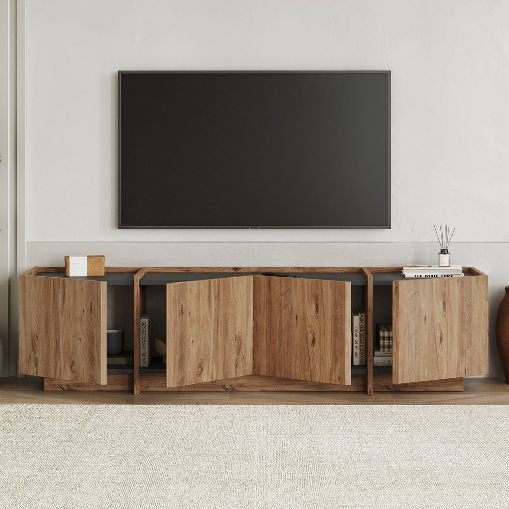 Nordure Lowen TV-benk – Atlantic Pine/antrasitt