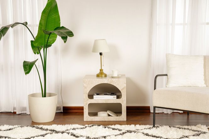 Hovedbilde Nordure Lorin nattbord – Travertine / Traverten ...