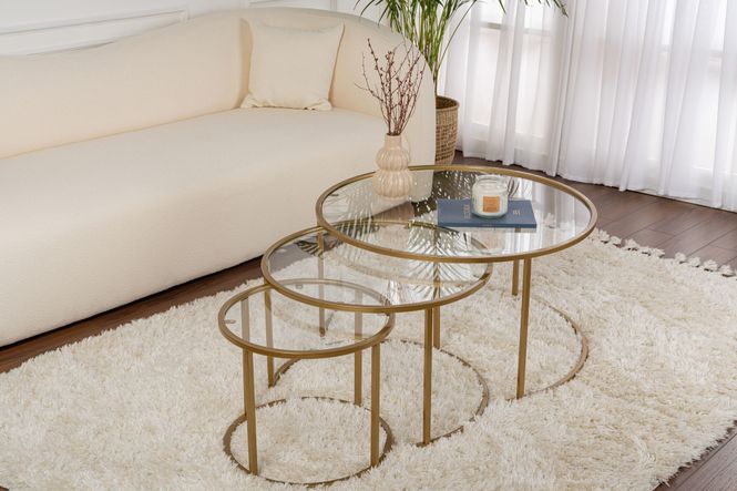 Hovedbilde Nordure Aurum sofabordsett – 80 / 60 / 42 / gull ...