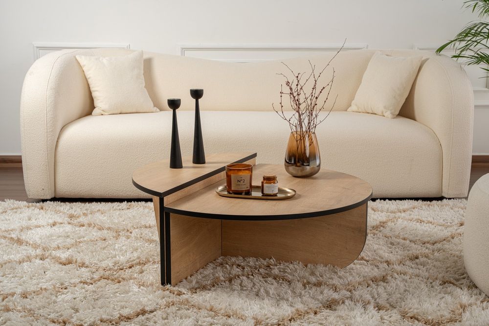 Nordure Orion sofabord – Honey Oak / svart