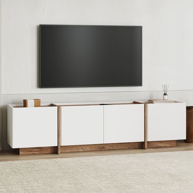 Hovedbilde Nordure Lowen TV-benk – hvit/Atlantic Pine