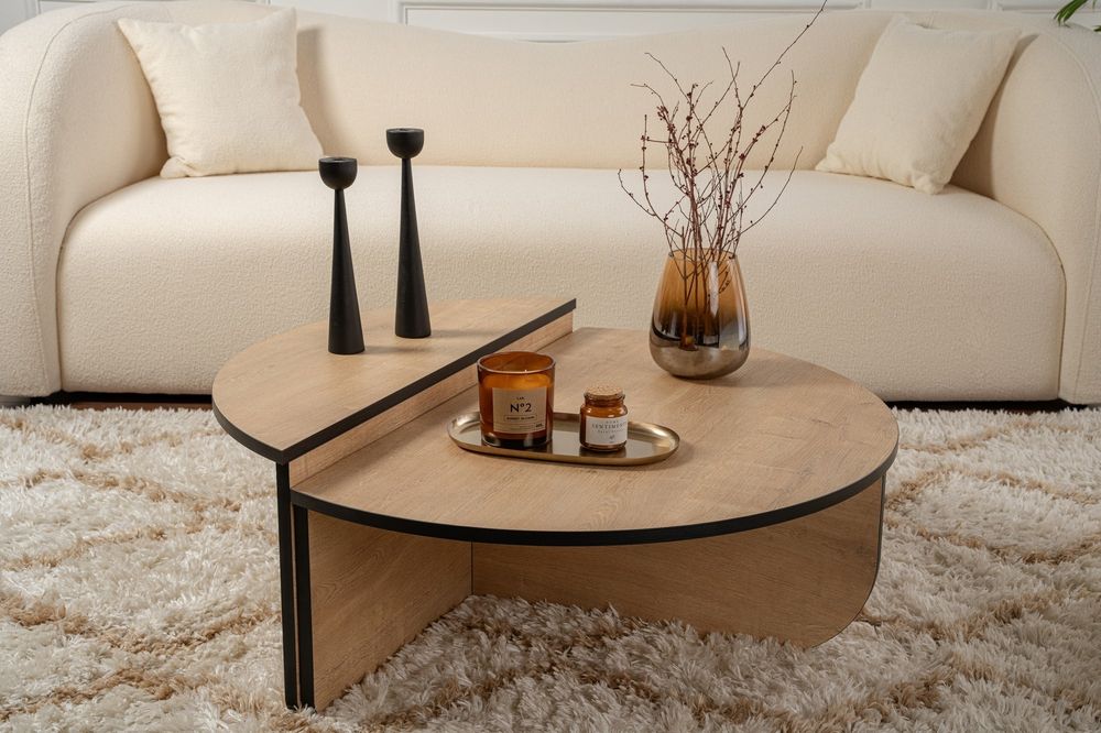 Nordure Orion sofabord – Honey Oak / svart