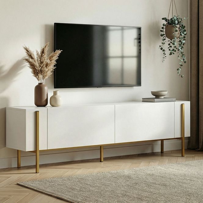 Hovedbilde Nordure Nexus TV-benk – hvit / gull