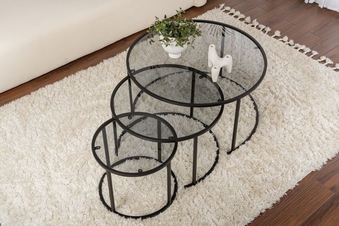Hovedbilde Nordure Aurum sofabordsett – 80 / 60 / 42 / svart ...