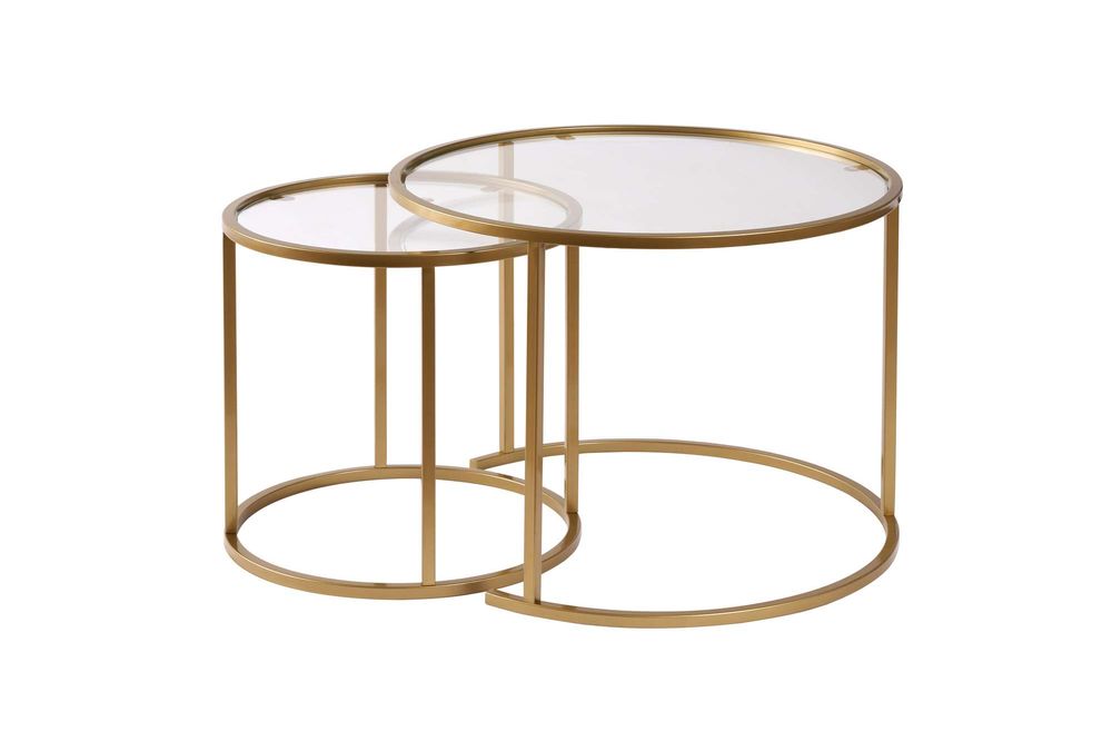 Nordure Aurum sofabordsett – 60 / 42 / gull / transparent