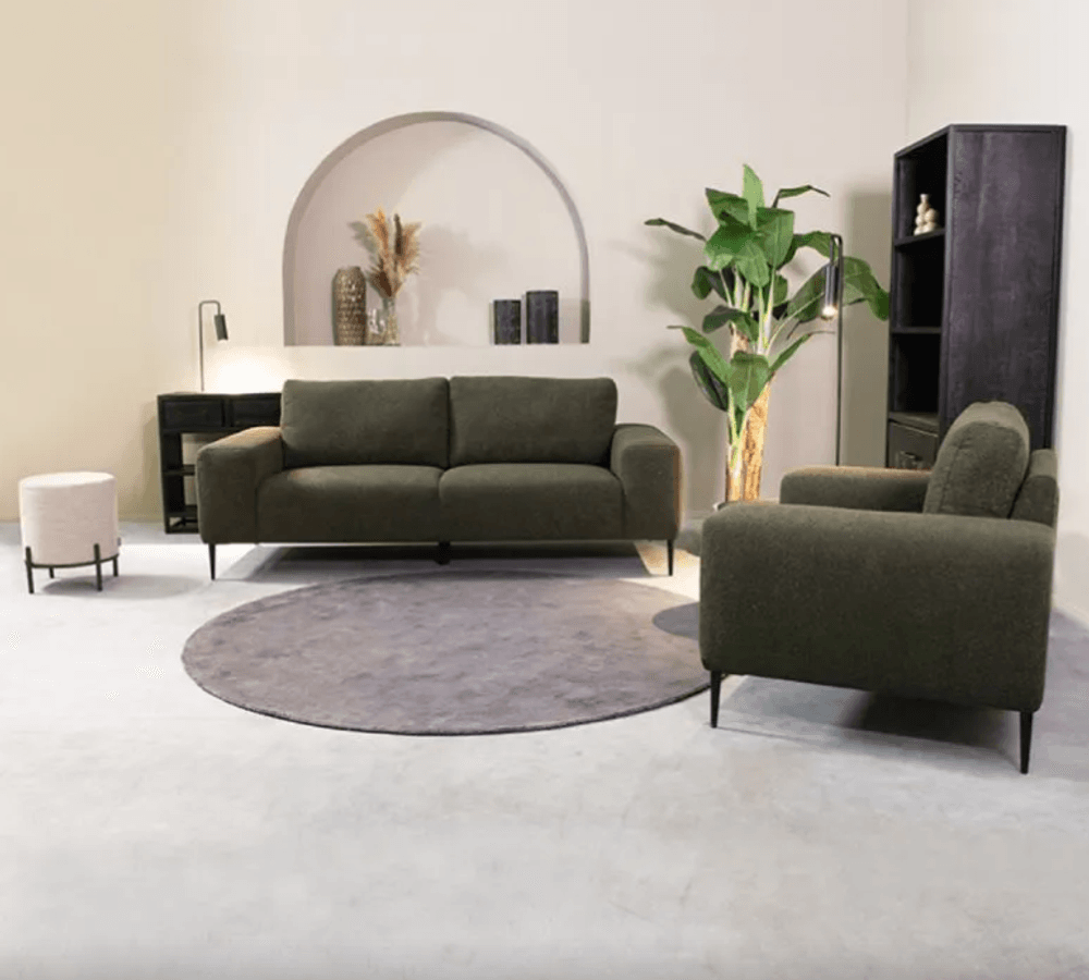 Trend Collection – Ferraro 3-seter sofa i boucle, Hunter Green