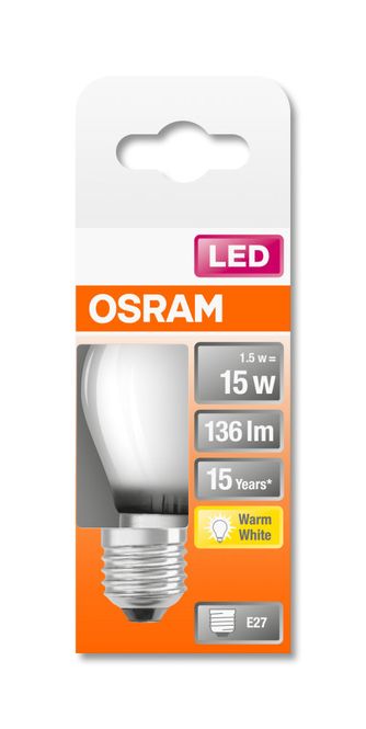 Hovedbilde Osram Lyspære LED 15 E27, matt, Krone