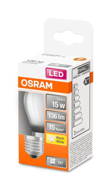 Hovedbilde Osram Lyspære LED 15 E27, matt, Krone
