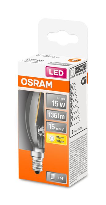Hovedbilde Osram Lyspære LED B15 E14, klar, Mignon