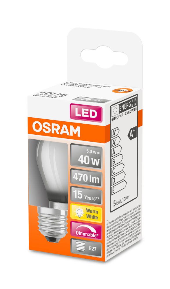Osram Lyspære LED P40 E27, matt, DIM, Krone