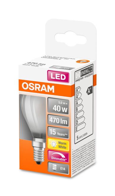 Hovedbilde Osram Lyspære LED P40 E14, matt, DIM, Illum