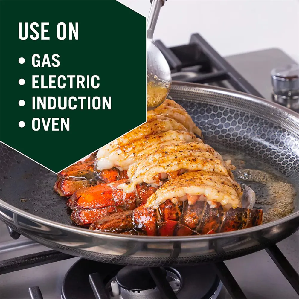 HEXCLAD by Gordon Ramsay Sett med 3 stekepanner og 1 Wok, 3 lokk, hybrid