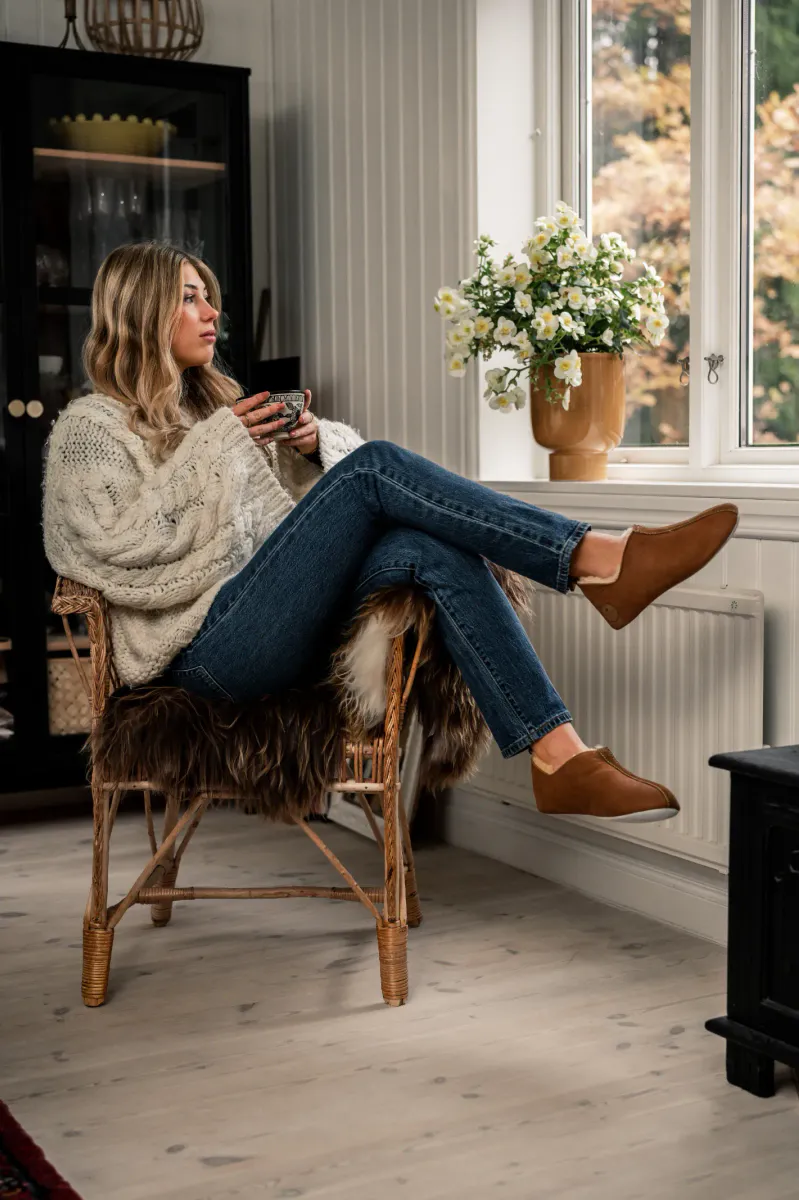 Shepherd Lina tøfler antikk cognac flervalg