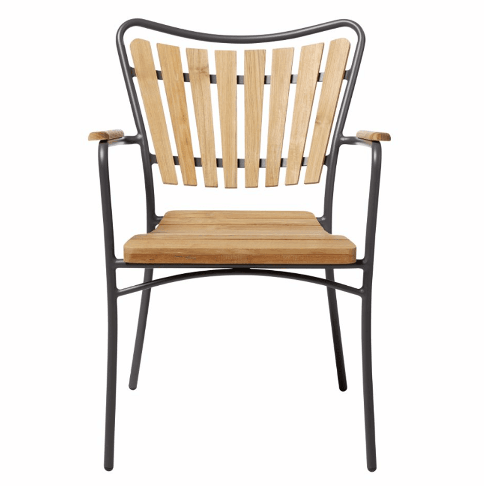Cinas Ellen Set, Teak og Antracit Aluminium Ø110 + 4 Stoler