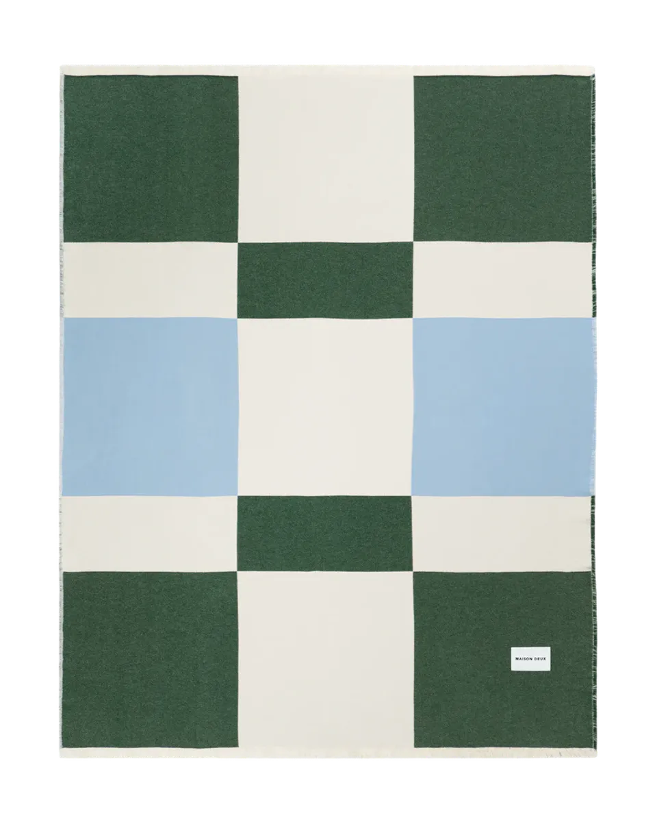 Maison Deux Check Bold Pledd Grønn/Blå