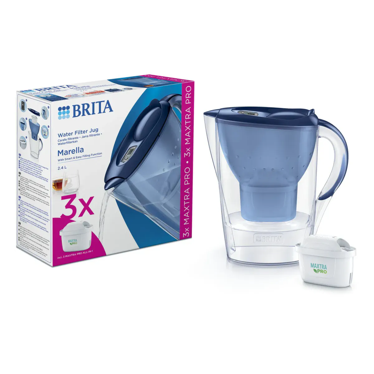 Brita Marella Vannfilterkanne blå 2,4 l inkl. 3 filter