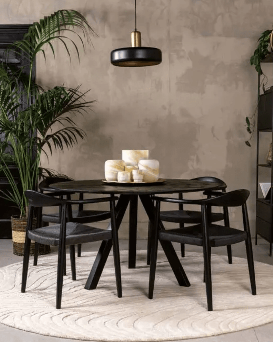 Trend Collection Atlanta Spisebord Sort Rund – Ø130 x 76 cm
