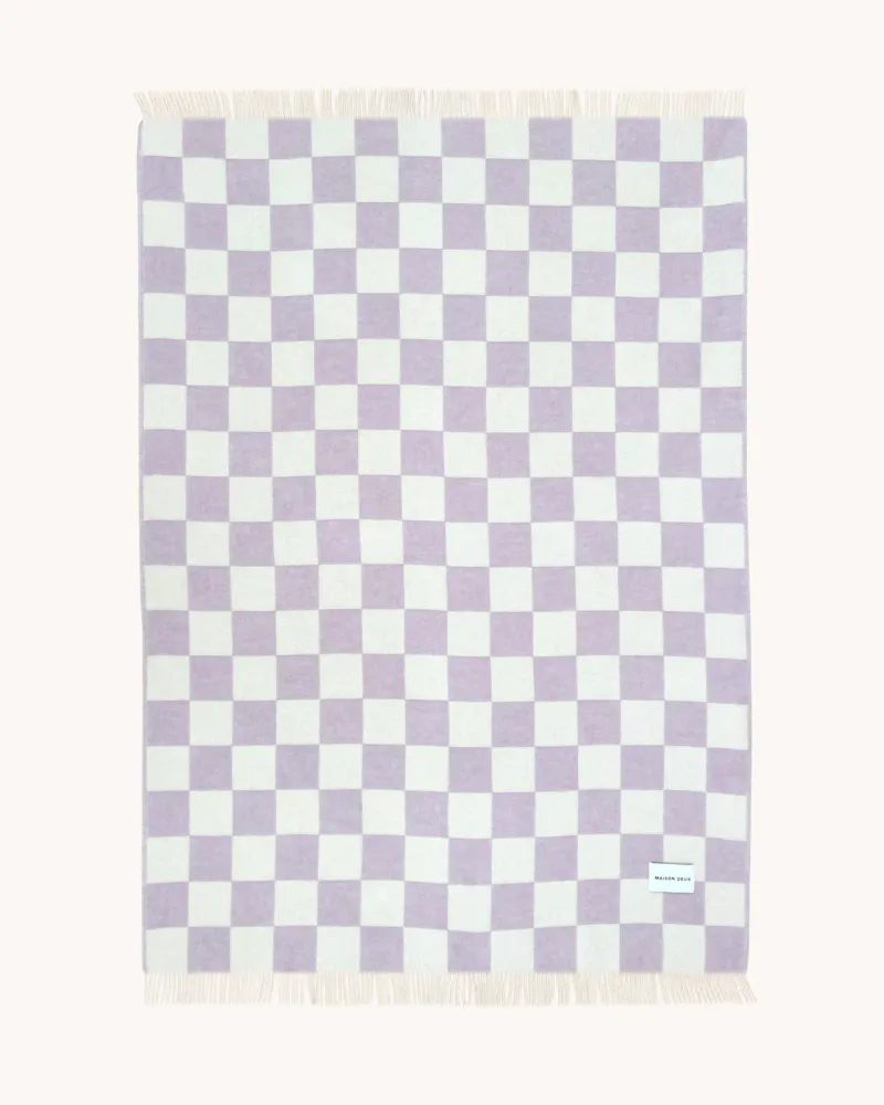 Maison Deux Checkerboard Pledd Hvit/Lilla