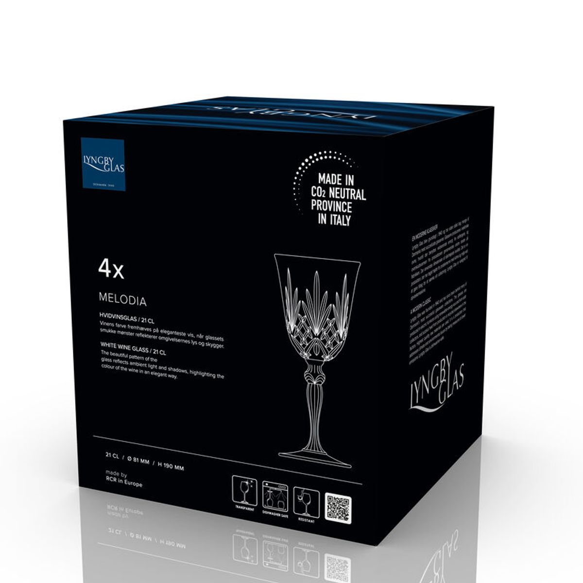 Lyngby Glas Melodia Hvitvinsglass 21 cl 4 stk