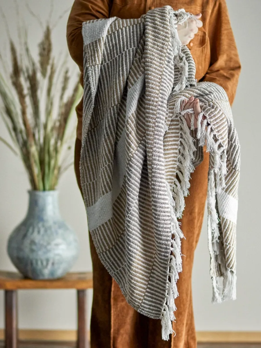 Bloomingville Isnel Pledd Beige/Hvit 130x160 cm