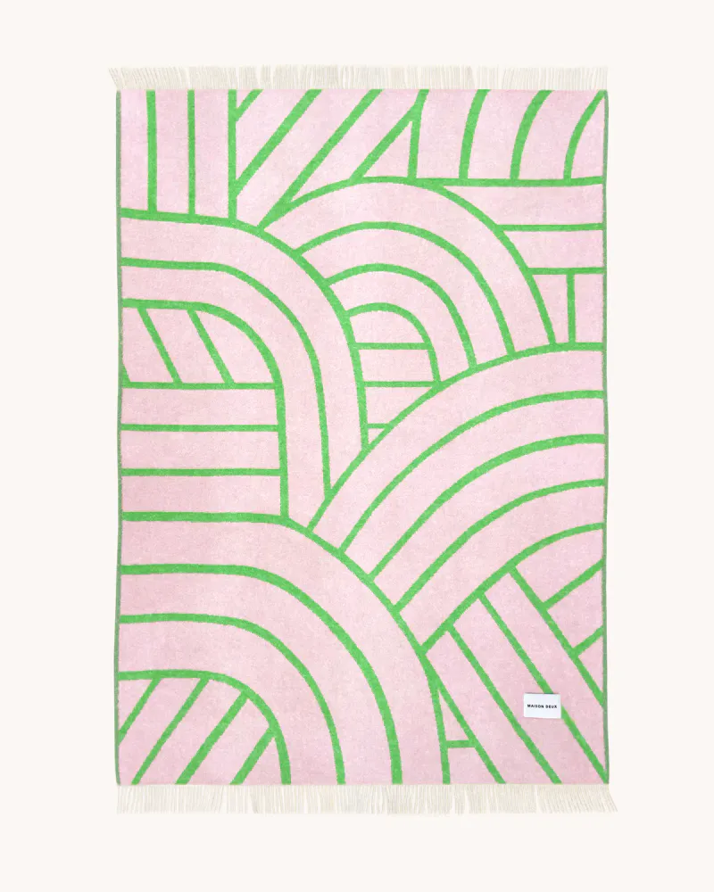 Maison Deux Lines Pledd Rosa/Grønn