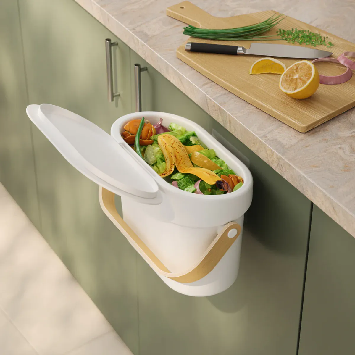 Umbra Bellwood Kompostbøtte 4 L Hvit/Natur