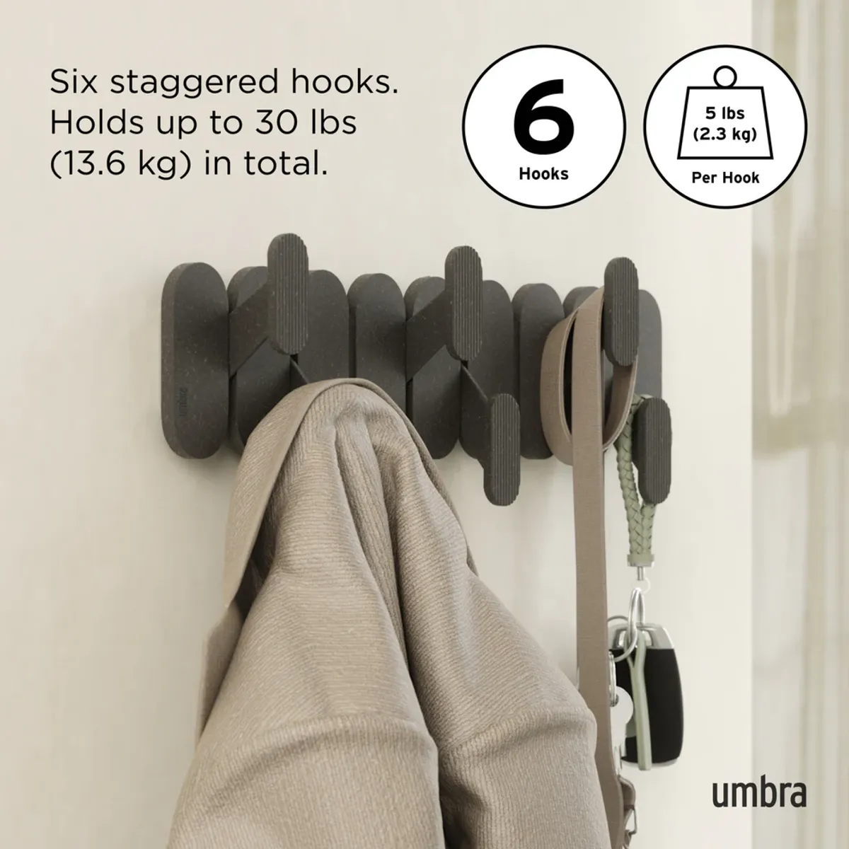 Umbra Tempo 6 Knaggrekke Sort