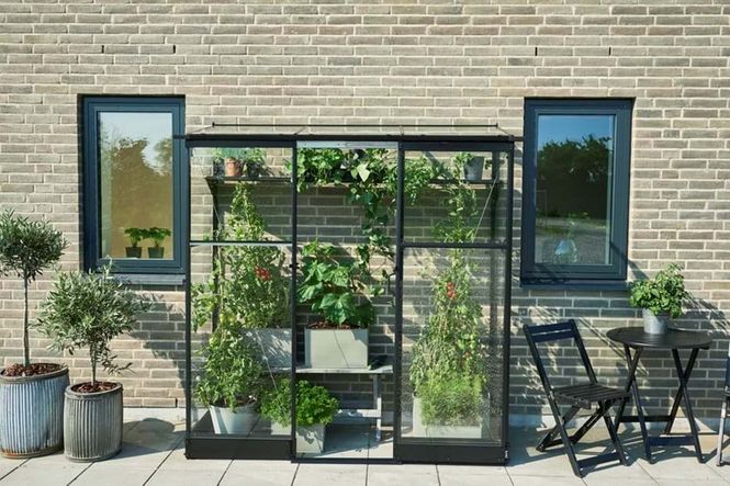 Hovedbilde Halls Drivhus Qube Lean-to Herdet Glass Sort 1,2 ...