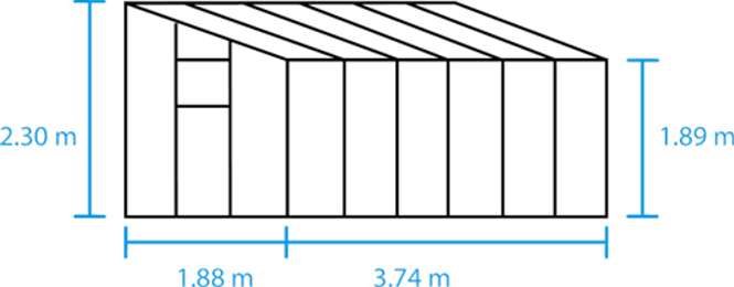 Hovedbilde Halls Drivhus Qube Lean-to Herdet Glass Sort 7,1 ...