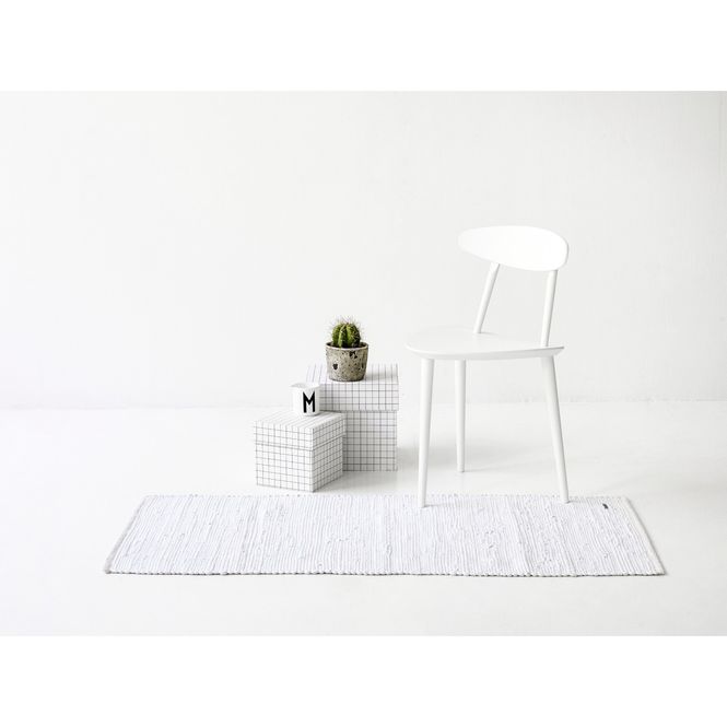 Hovedbilde Rug Solid Bomullsteppe Hvit 65x135 cm