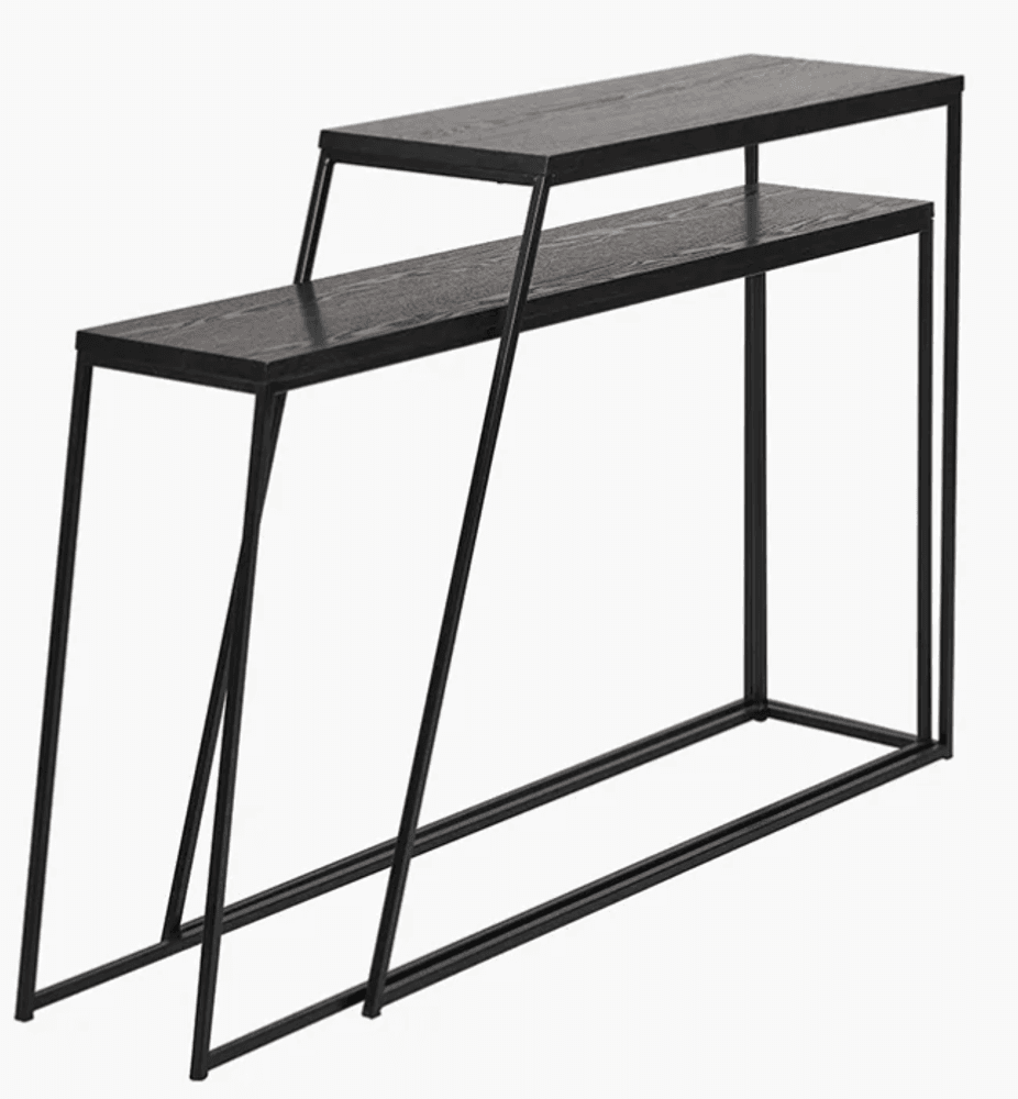 Trend Collection Konsollbord 2 stk Svart Metall og Eikefiner