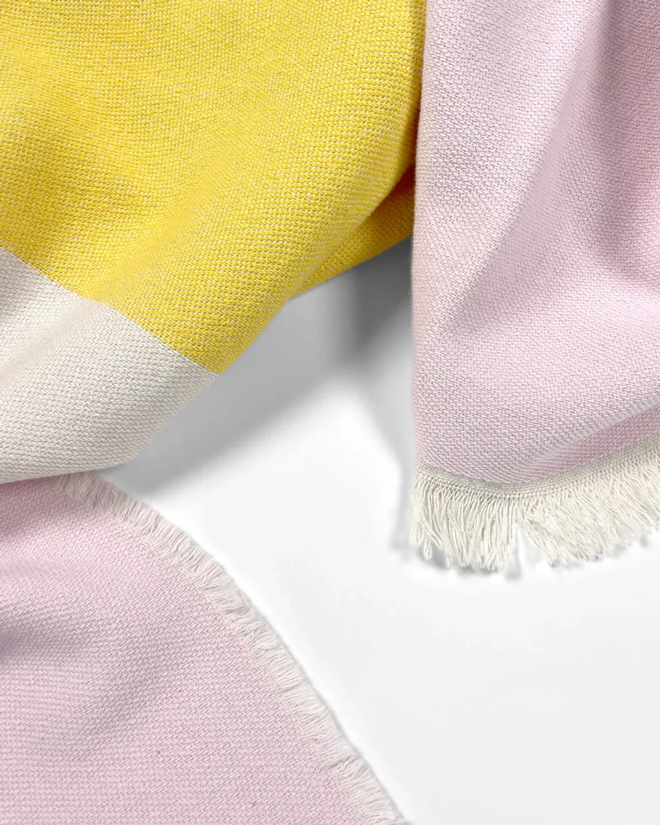 Maison Deux Check Bold Pledd Rosa/Gul