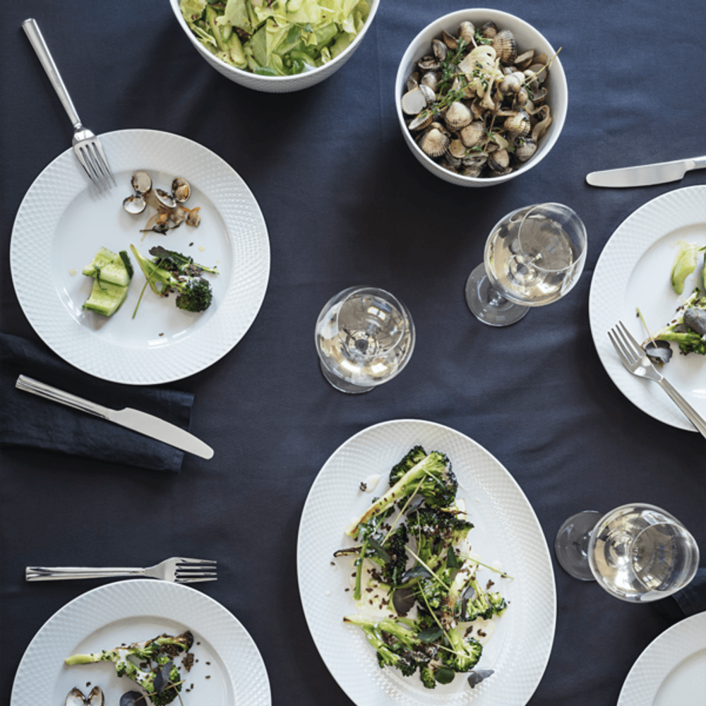 Lyngby Porcelæn Rhombe Serveringsfat Hvit