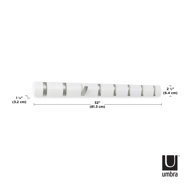 Hovedbilde Umbra Flip 8 knaggrekke hvit nikkel