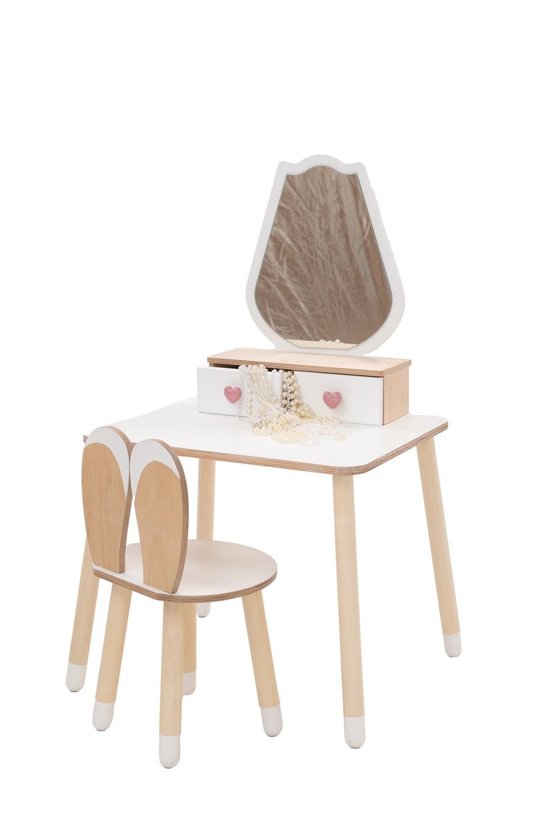 Prinsesse Tulipan Bord m/speil & Stol Flervalg