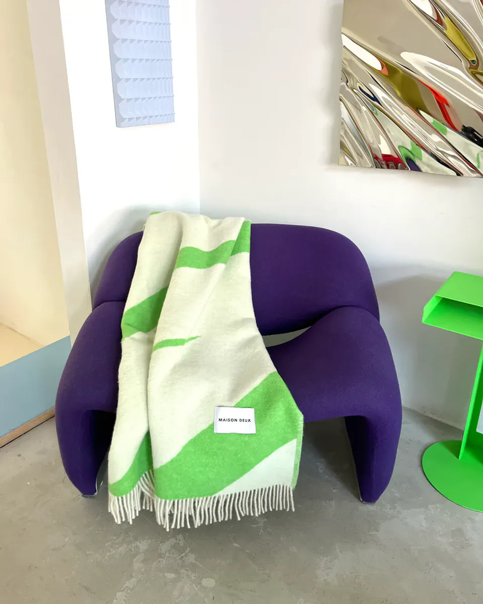 Maison Deux Swirl Pledd Grønn/Hvit