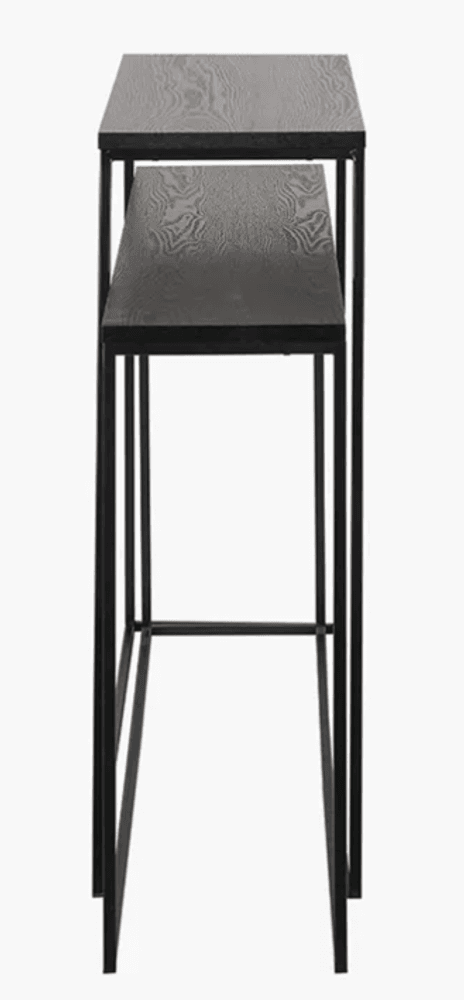 Trend Collection Konsollbord 2 stk Svart Metall og Eikefiner
